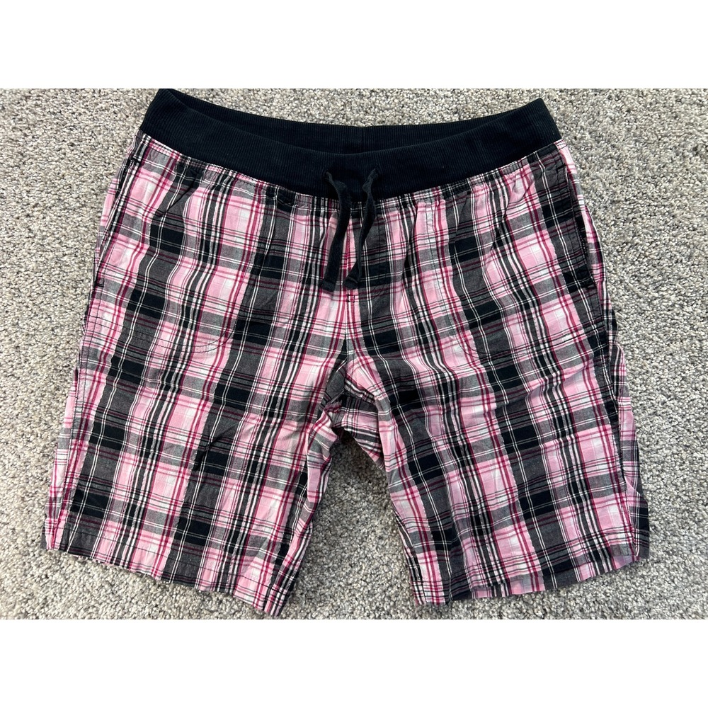 y2k Zoey & Beth Pink Black Plaid‎ Lounge Shorts Women Medium